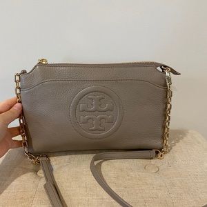 Tory Burch Bombe French Gray Chain Crossbody